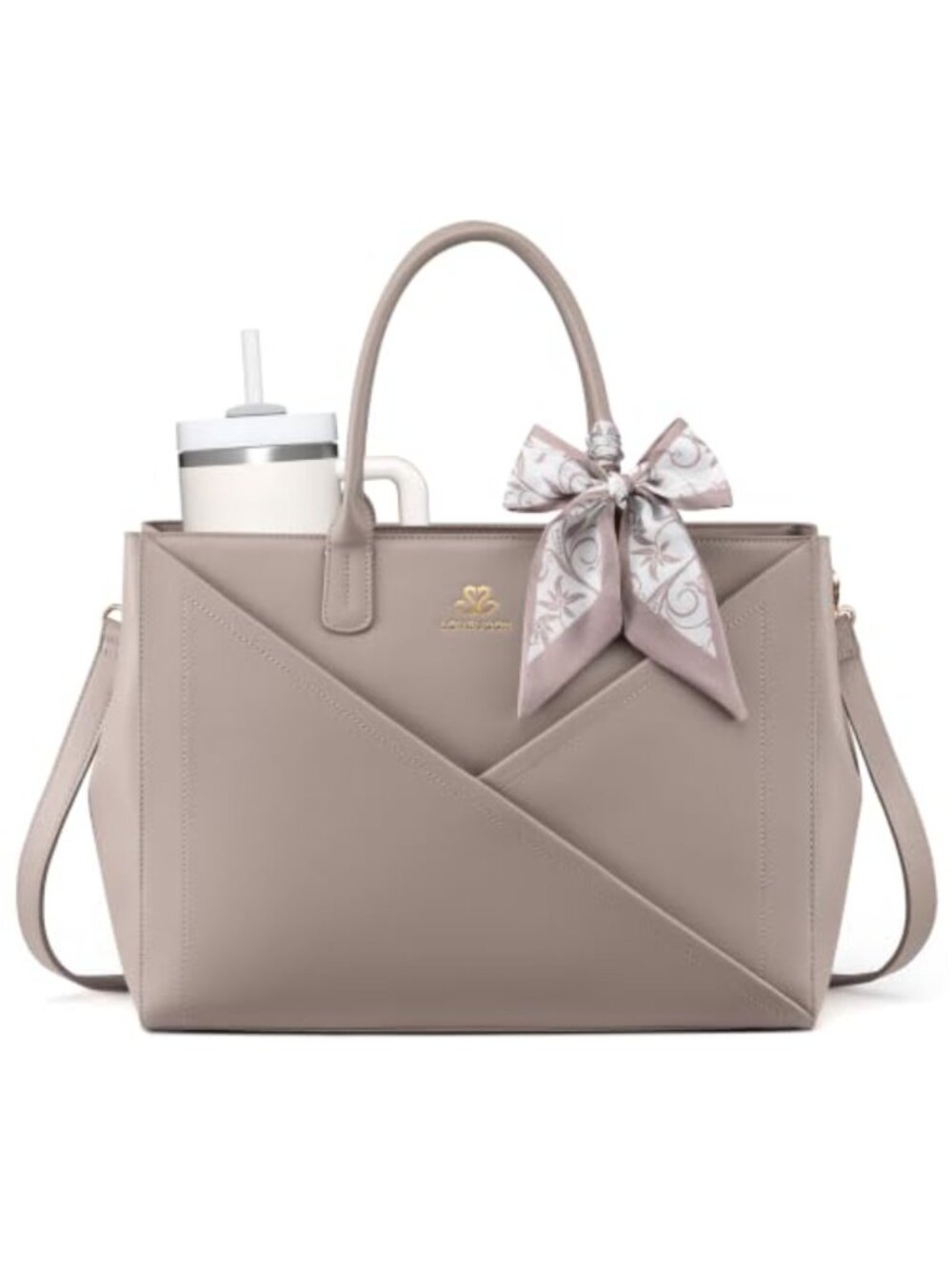 LOVEVOOK Laptop Tote Bag for Women, 15.6 Inch PU Leather Work Teacher Office
